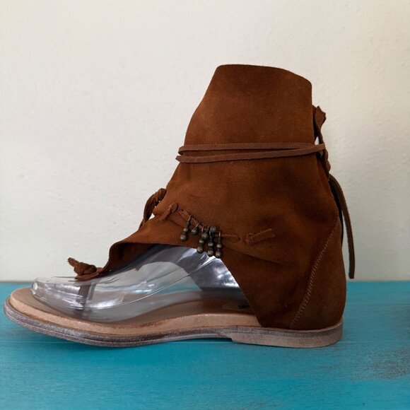 Free People Brown Fringe Ankle Boots - Picture 4 of 7